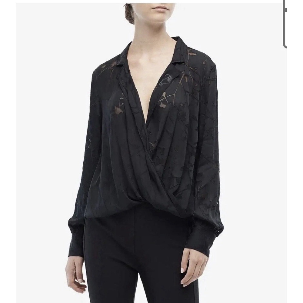 Rag & Bone Womens Dean Black Silk Floral Print Top Blouse Shirt XS 143